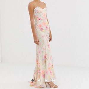 Jarlo All Over Floral Printed Gown with Train